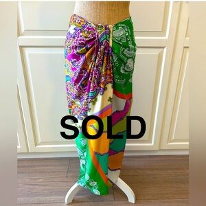 Zara Multi-color Paisley Sarong-Style Skirt Size M